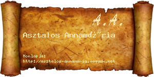 Asztalos Annamária névjegykártya